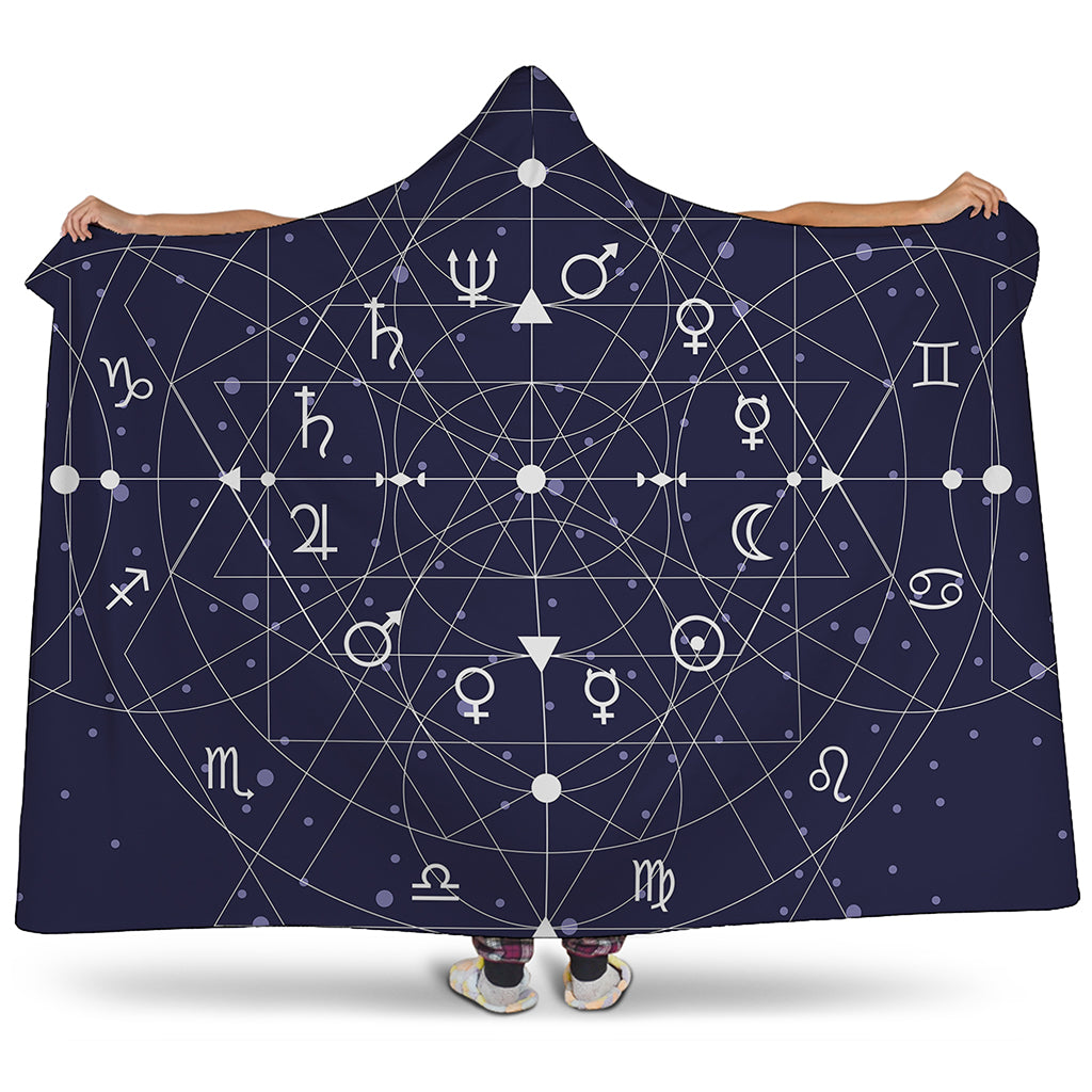 Geometric Moon Phase Print Hooded Blanket