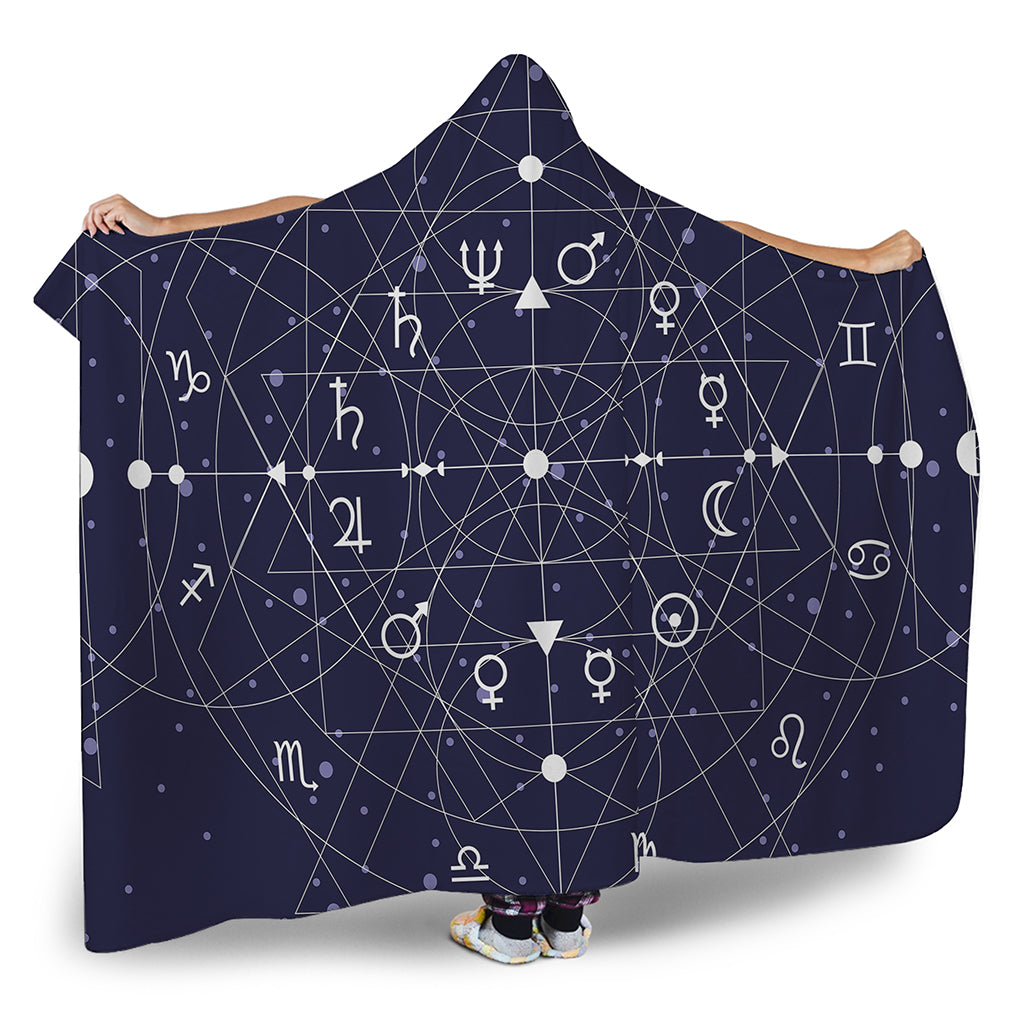 Geometric Moon Phase Print Hooded Blanket