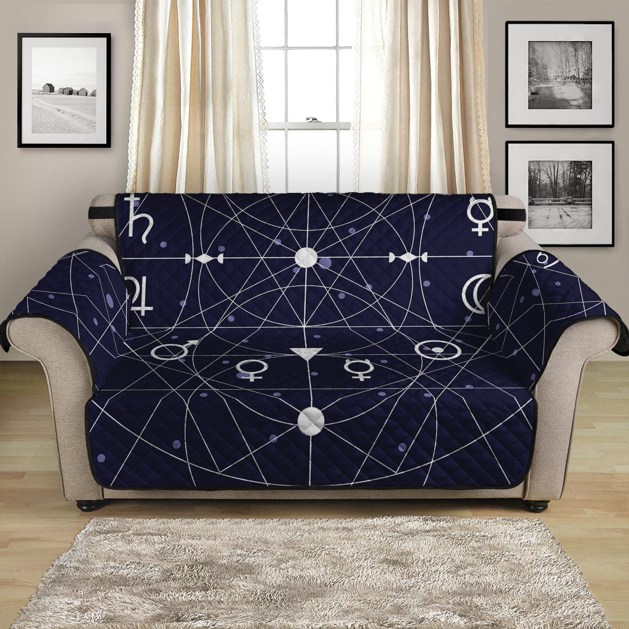 Geometric Moon Phase Print Loveseat Protector