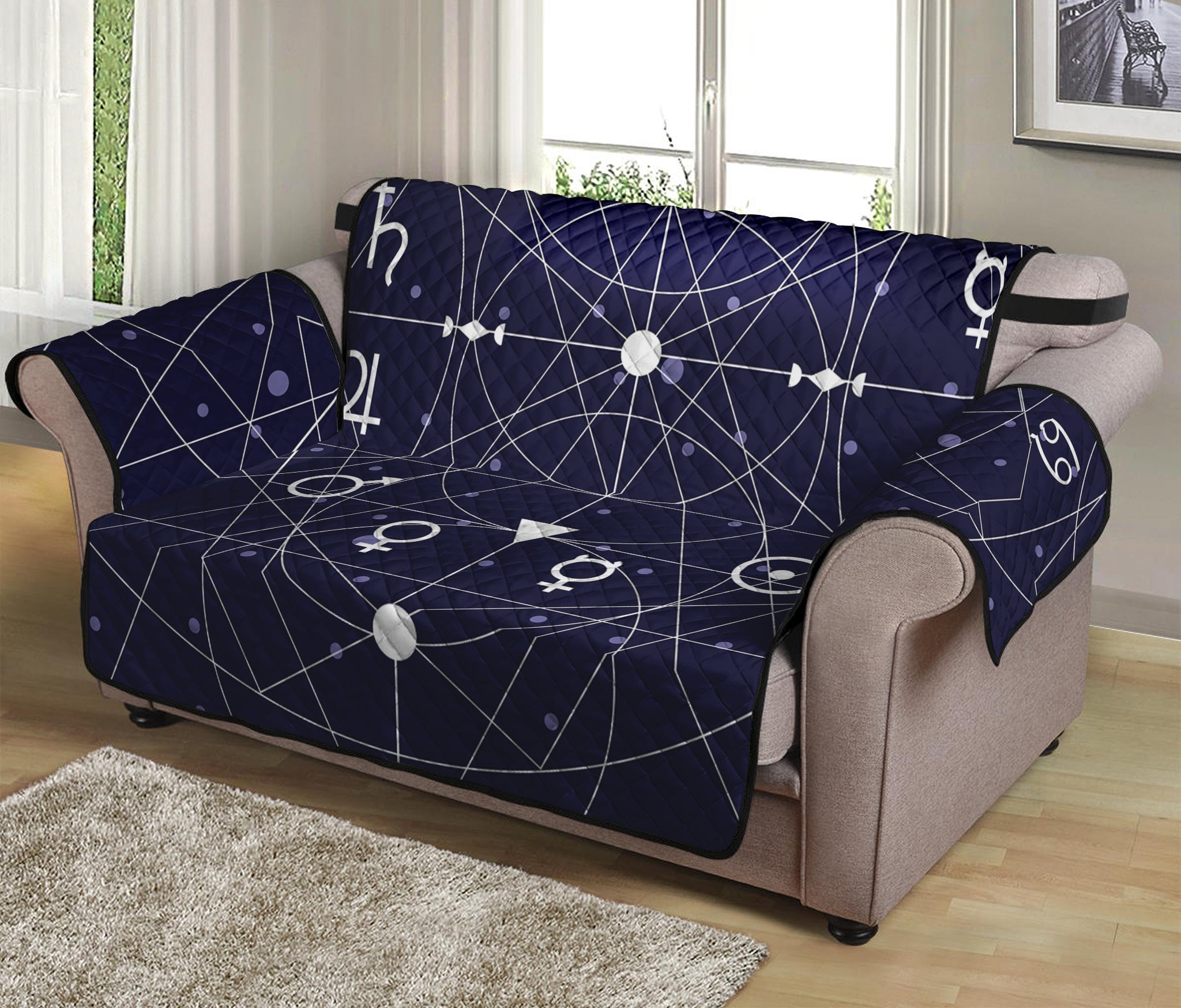 Geometric Moon Phase Print Loveseat Protector