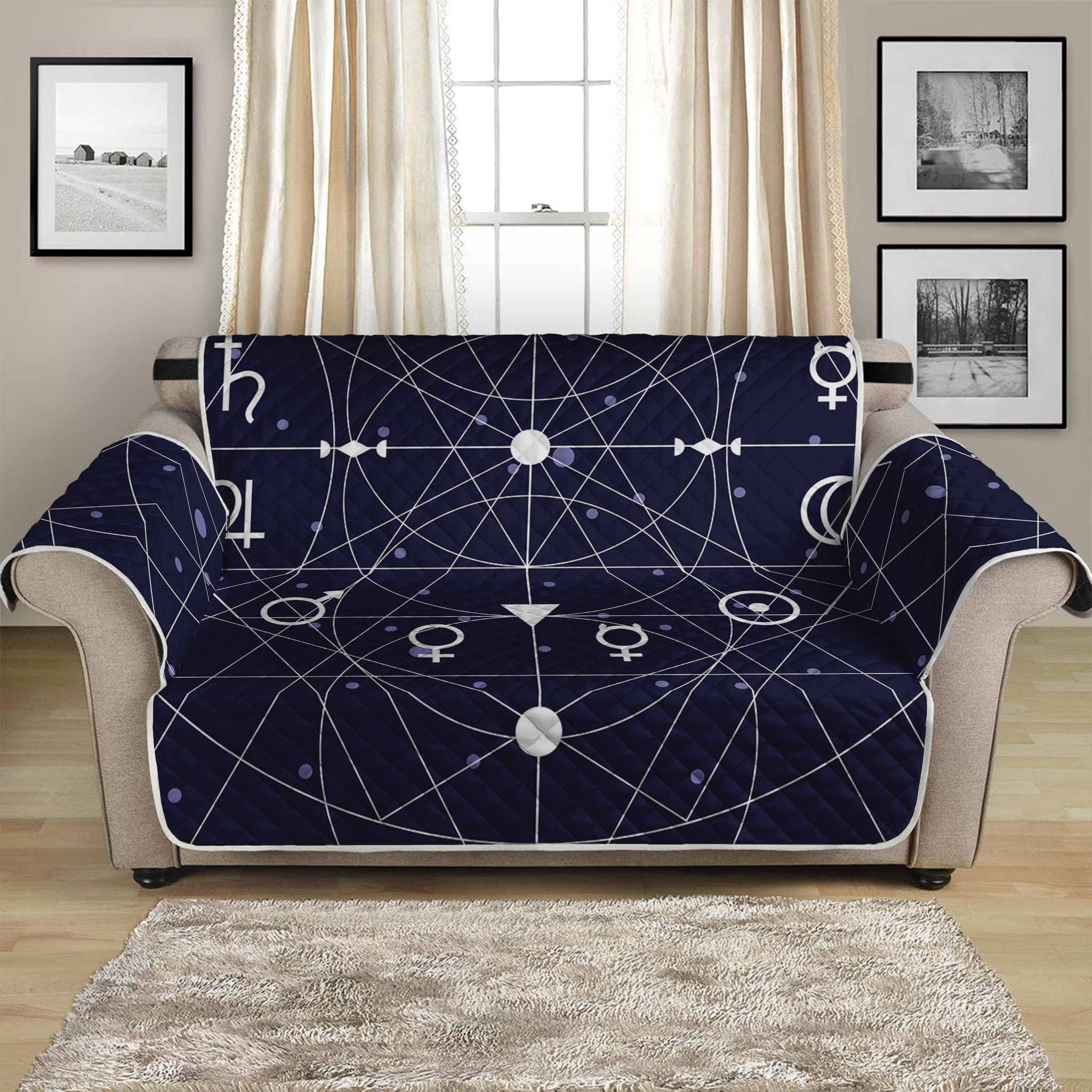 Geometric Moon Phase Print Loveseat Protector