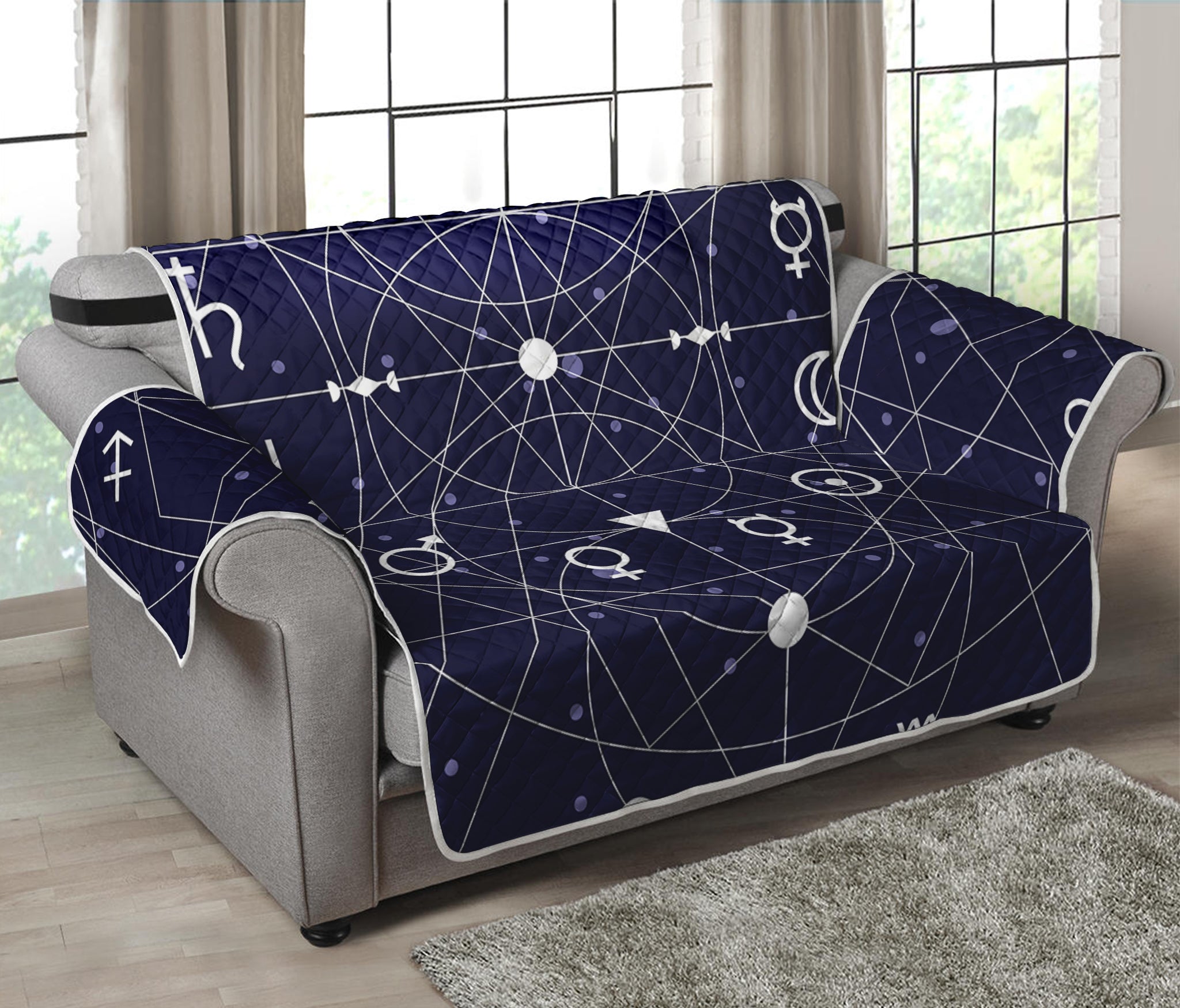 Geometric Moon Phase Print Loveseat Protector