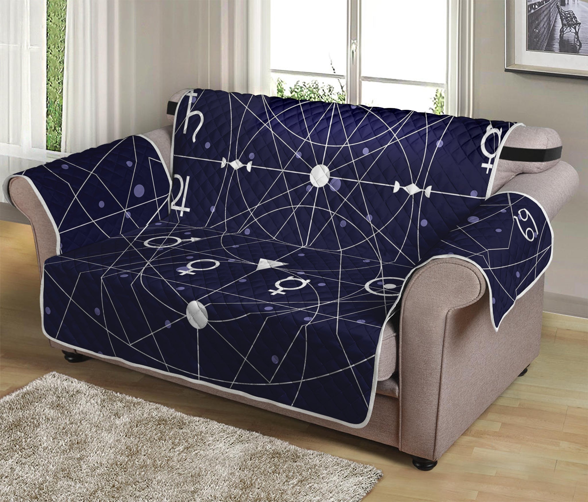 Geometric Moon Phase Print Loveseat Protector