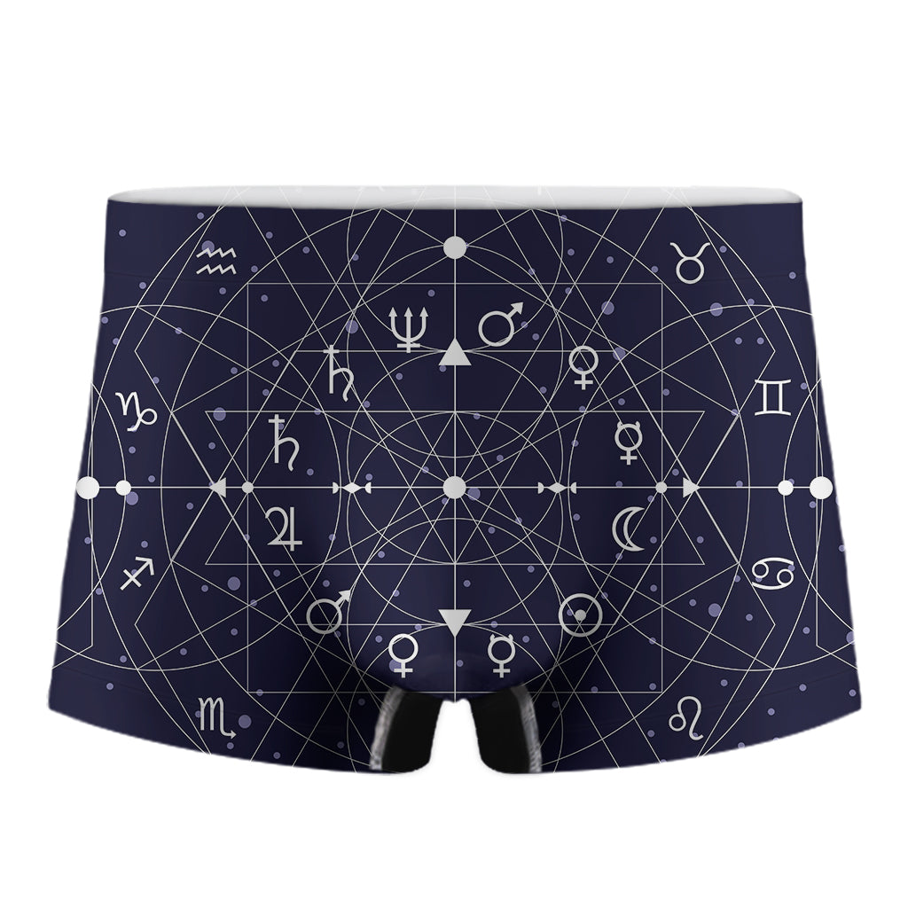 Geometric Moon Phase Print Men's Boxer Briefs
