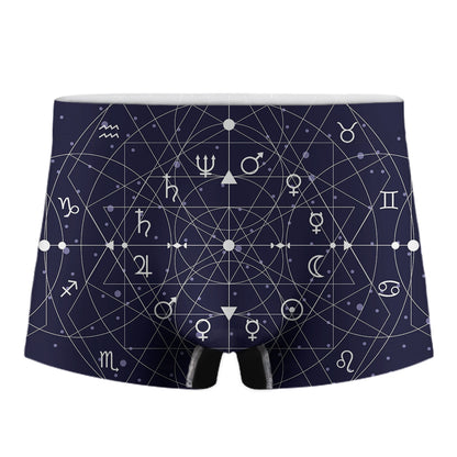 Geometric Moon Phase Print Men's Boxer Briefs