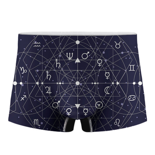 Geometric Moon Phase Print Men's Boxer Briefs