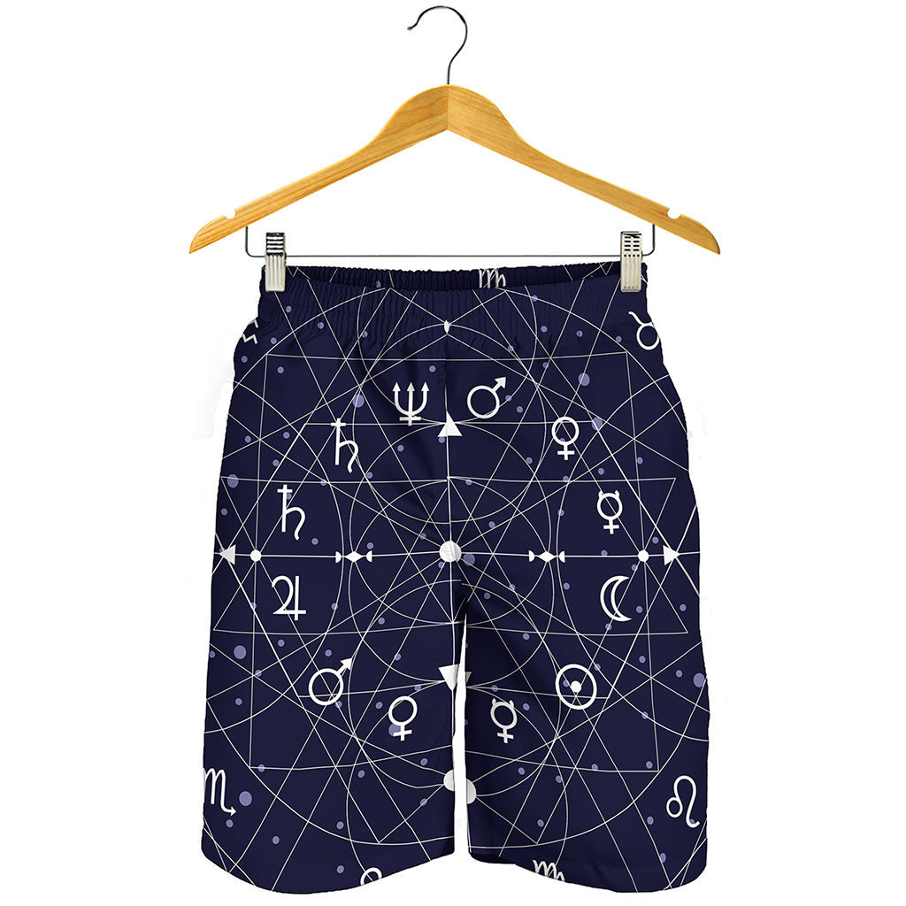 Geometric Moon Phase Print Men's Shorts