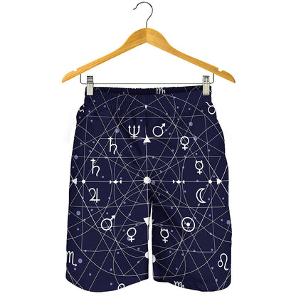 Geometric Moon Phase Print Men's Shorts