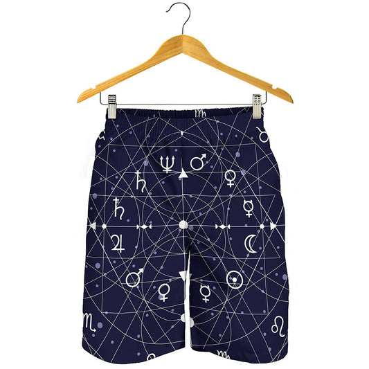Geometric Moon Phase Print Men's Shorts