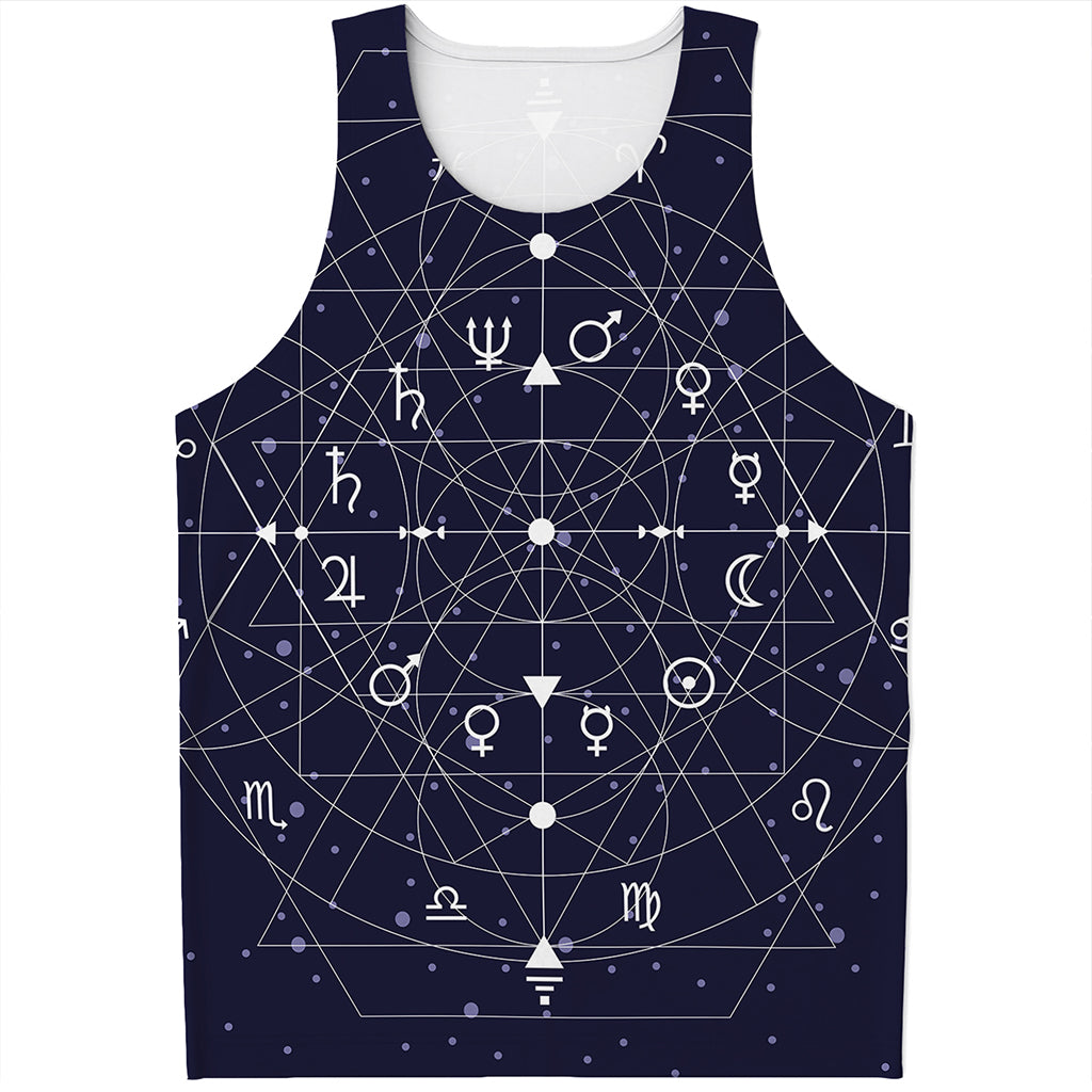 Geometric Moon Phase Print Men's Tank Top