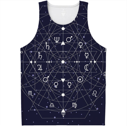 Geometric Moon Phase Print Men's Tank Top