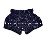 Geometric Moon Phase Print Muay Thai Boxing Shorts