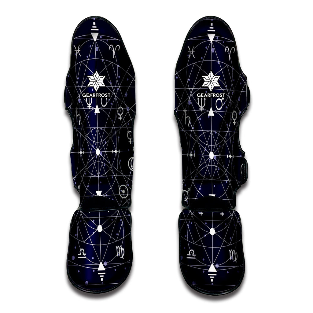 Geometric Moon Phase Print Muay Thai Shin Guard