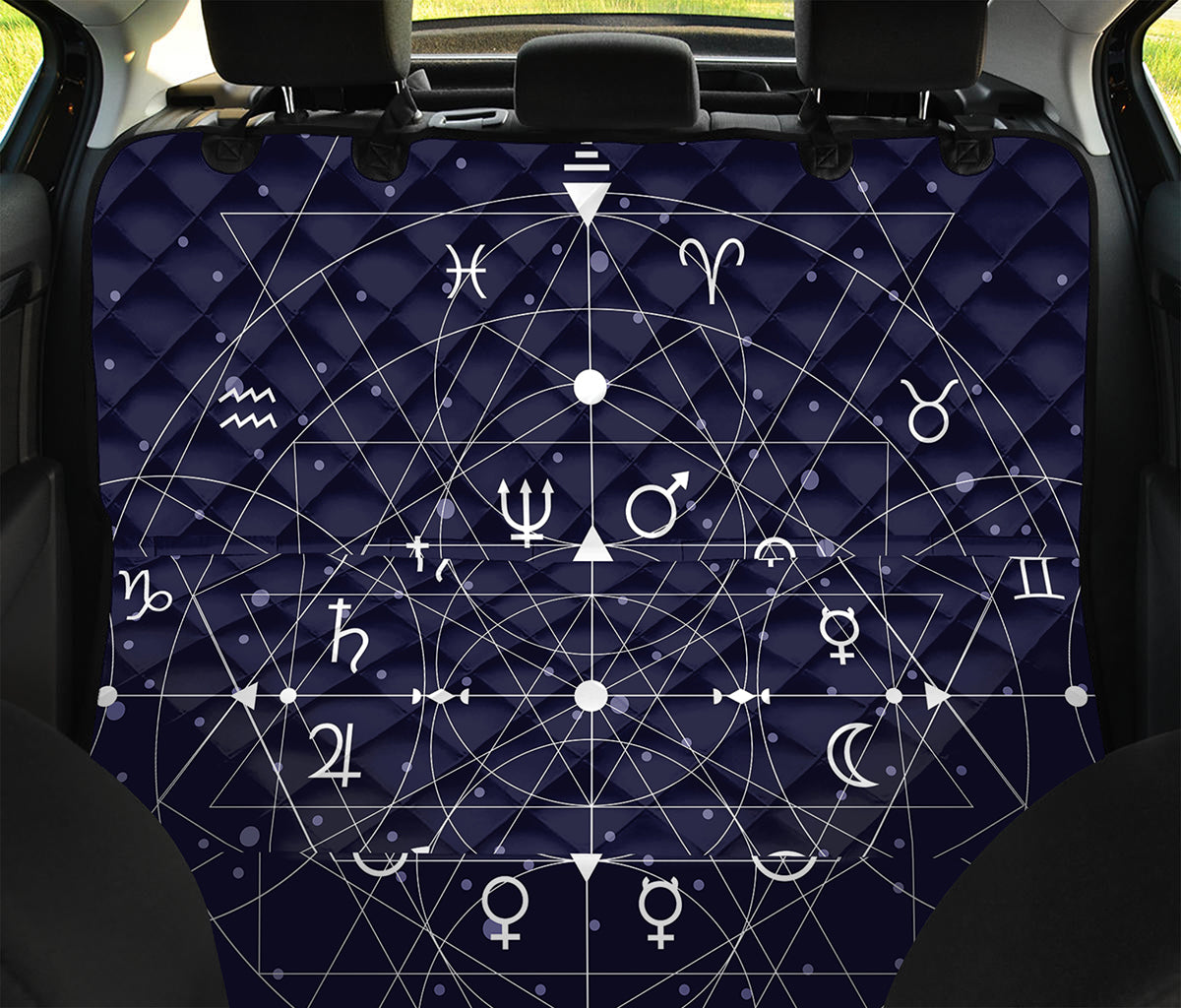 Geometric Moon Phase Print Pet Car Back Seat Cover