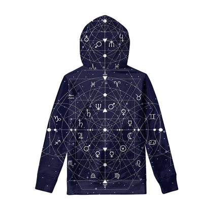 Geometric Moon Phase Print Pullover Hoodie