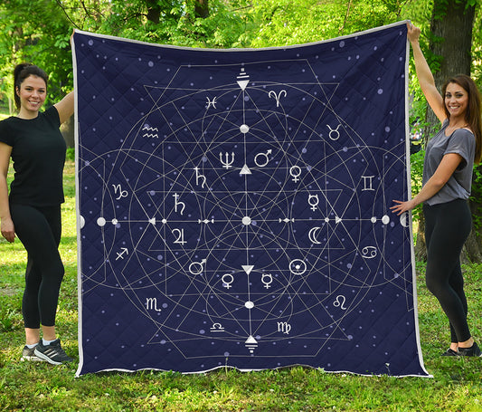 Geometric Moon Phase Print Quilt