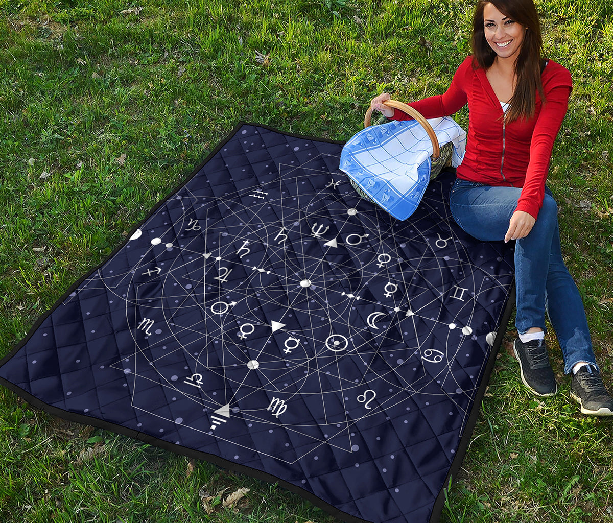 Geometric Moon Phase Print Quilt
