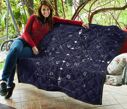 Geometric Moon Phase Print Quilt