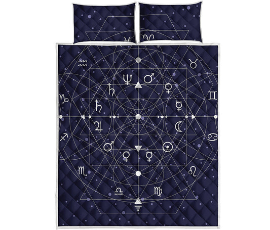 Geometric Moon Phase Print Quilt Bed Set