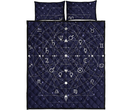 Geometric Moon Phase Print Quilt Bed Set