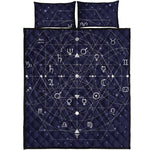 Geometric Moon Phase Print Quilt Bed Set