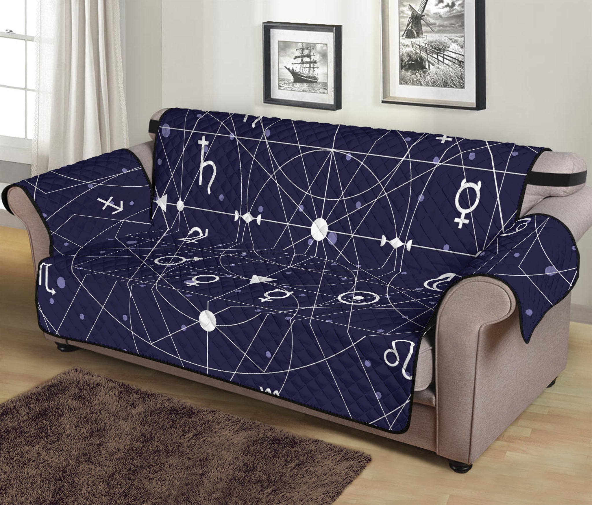 Geometric Moon Phase Print Sofa Protector