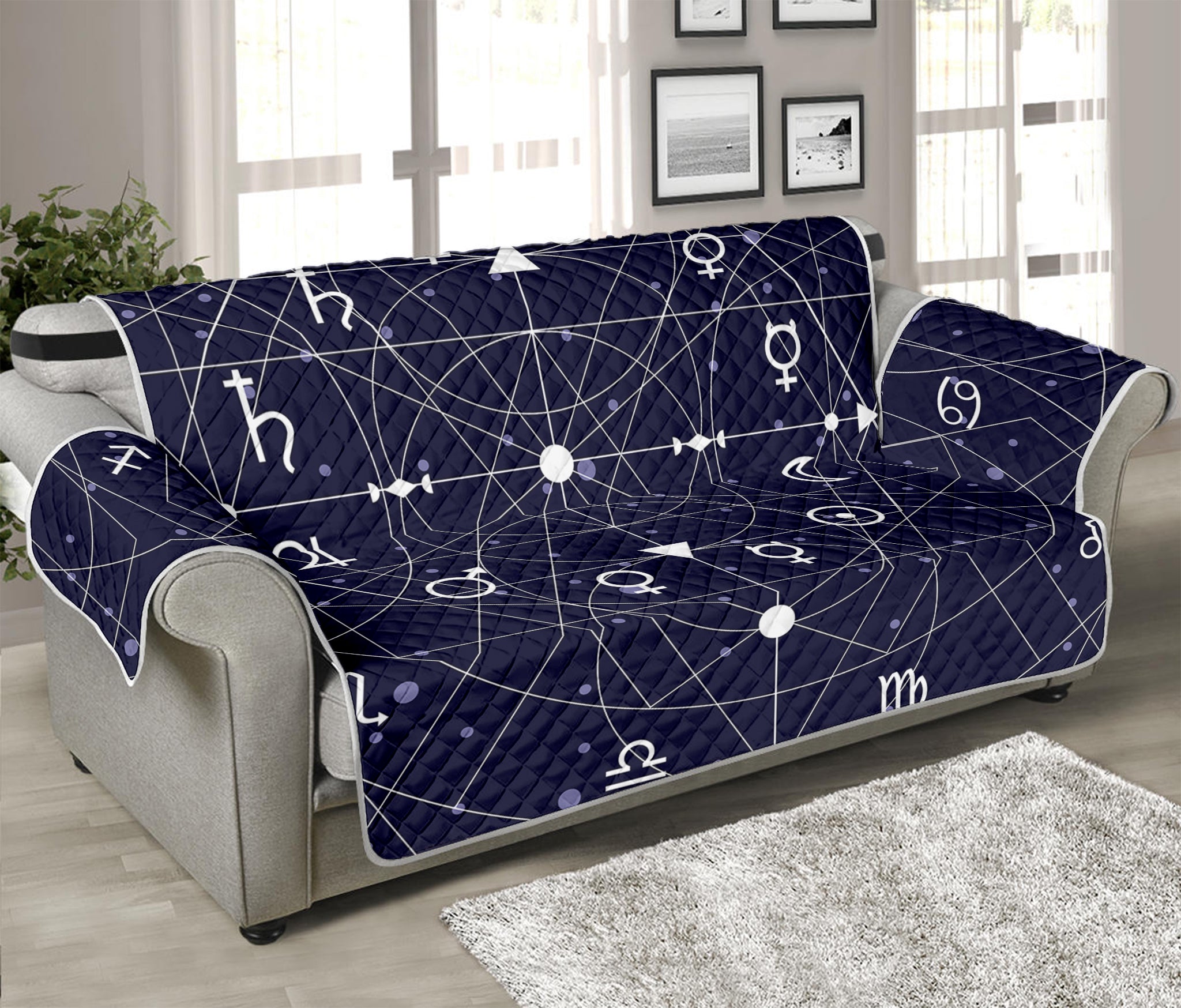 Geometric Moon Phase Print Sofa Protector