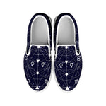 Geometric Moon Phase Print White Slip On Shoes