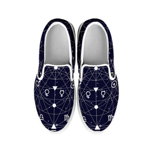 Geometric Moon Phase Print White Slip On Shoes