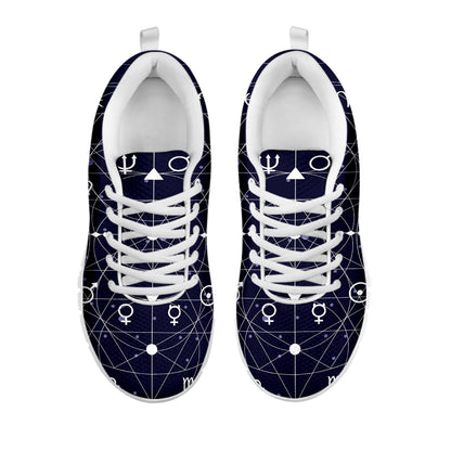 Geometric Moon Phase Print White Sneakers