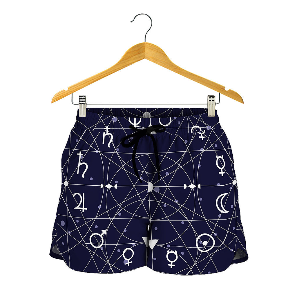 Geometric Moon Phase Print Women's Shorts