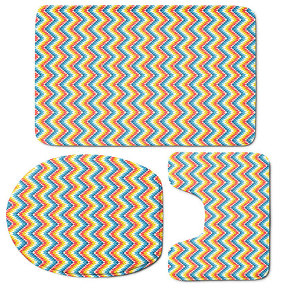 Geometric Native American Pattern Print 3 Piece Bath Mat Set