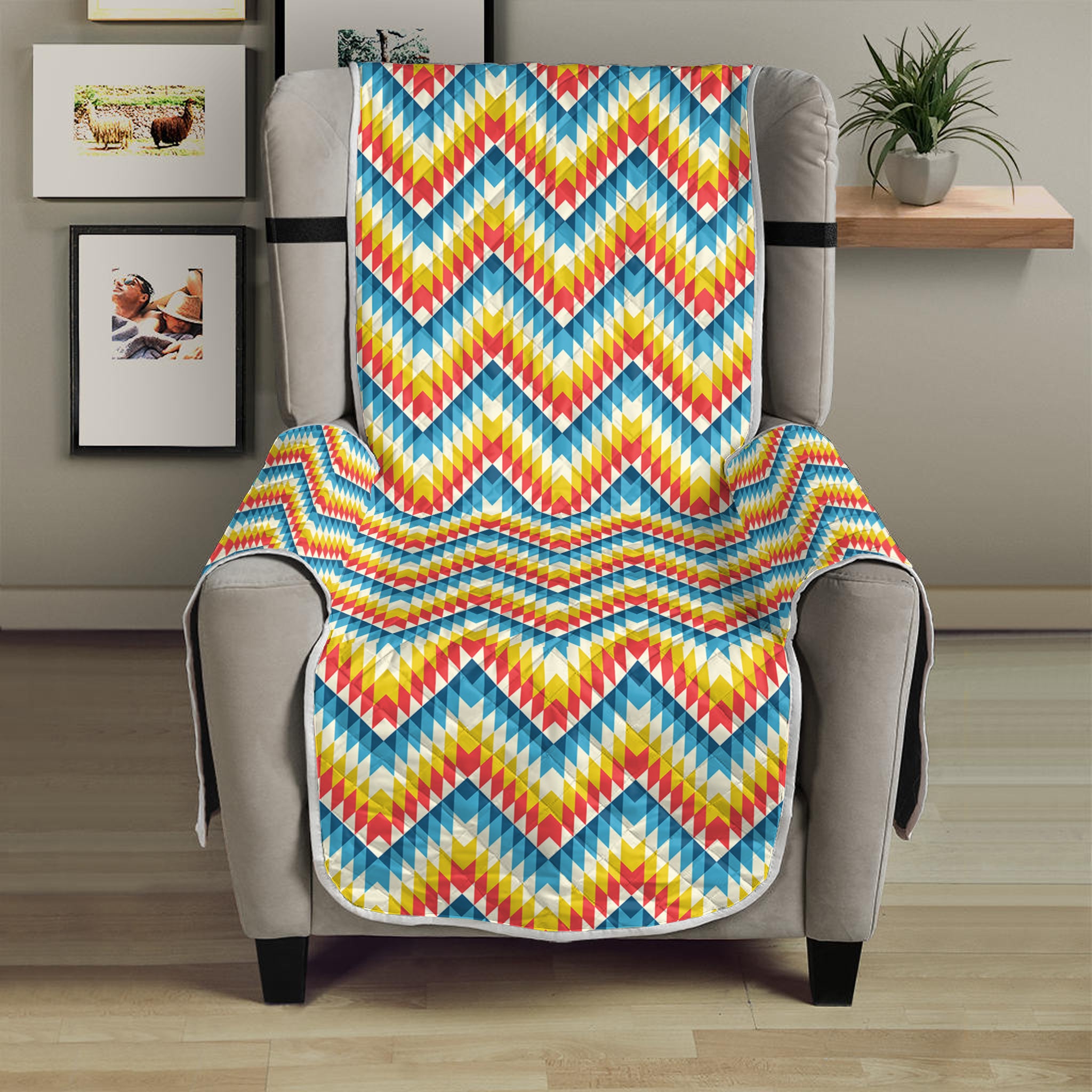 Geometric Native American Pattern Print Armchair Protector