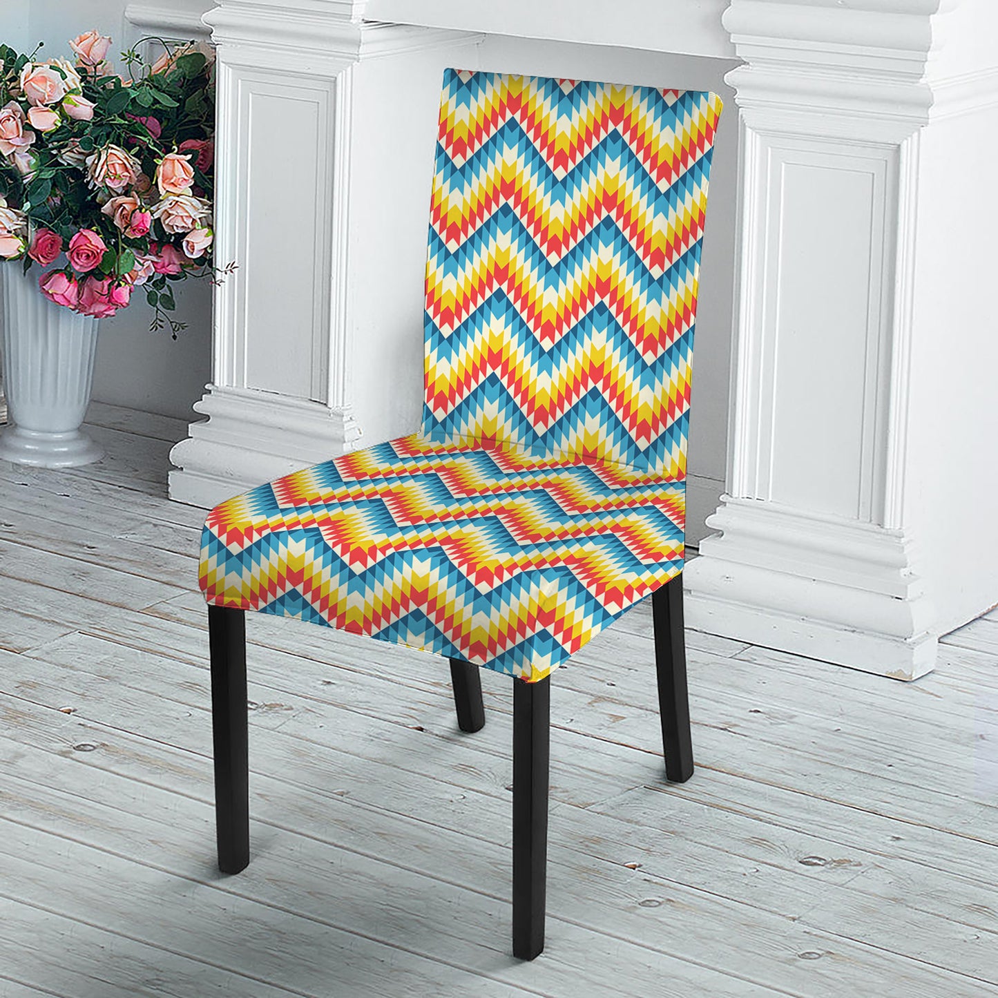 Geometric Native American Pattern Print Dining Chair Slipcover