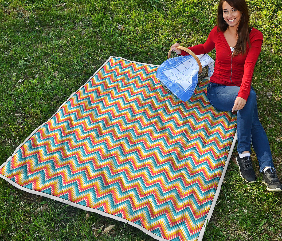 Geometric Native American Pattern Print Quilt