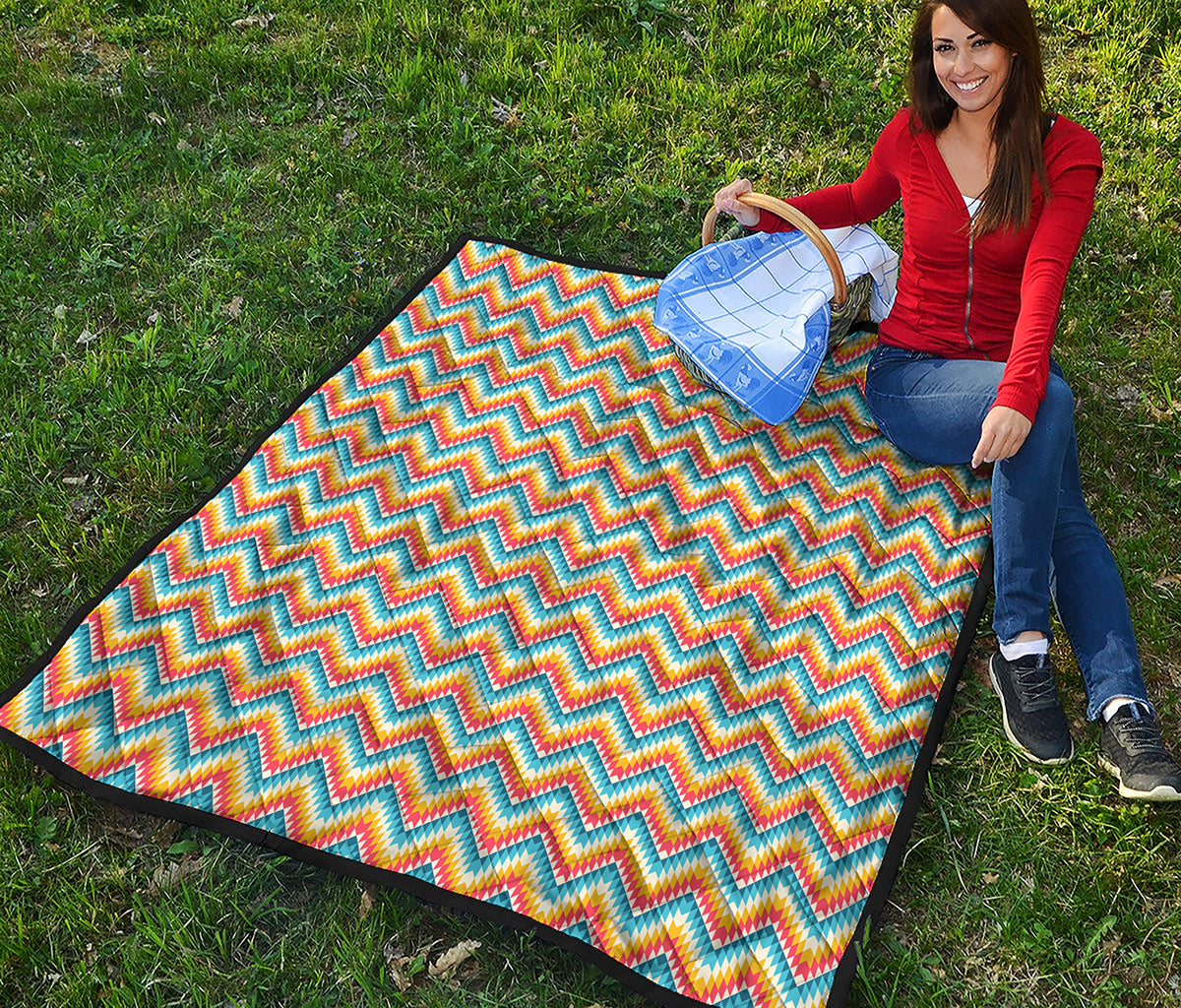 Geometric Native American Pattern Print Quilt