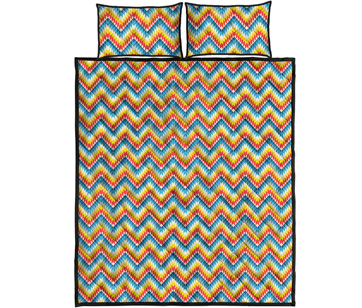 Geometric Native American Pattern Print Quilt Bed Set