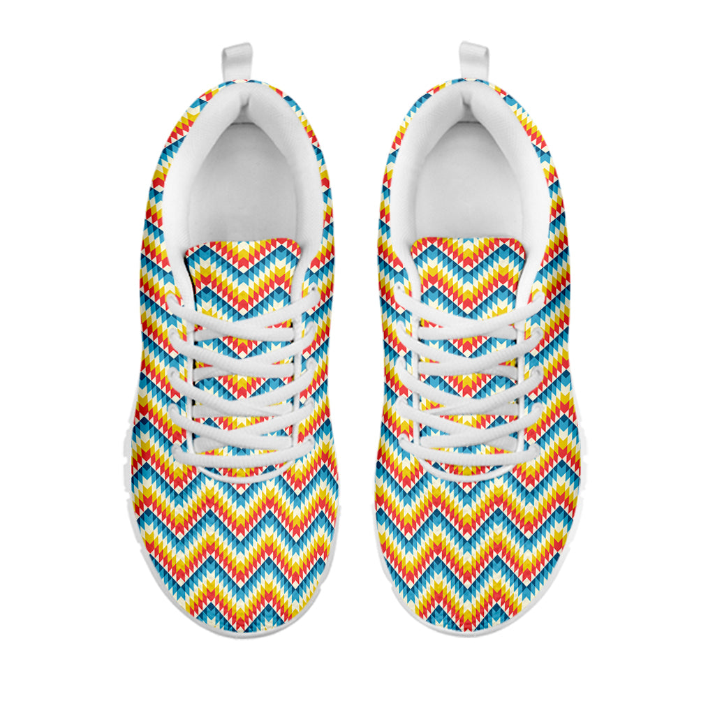 Geometric Native American Pattern Print White Sneakers