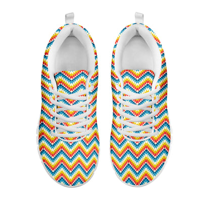 Geometric Native American Pattern Print White Sneakers
