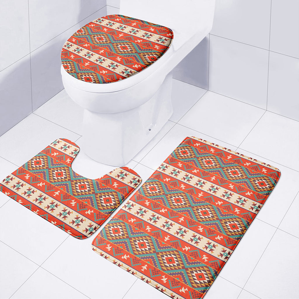 Geometric Native Navajo Print 3 Piece Bath Mat Set