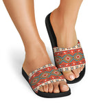 Geometric Native Navajo Print Black Slide Sandals