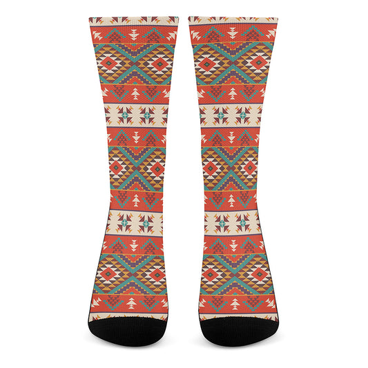Geometric Native Navajo Print Crew Socks