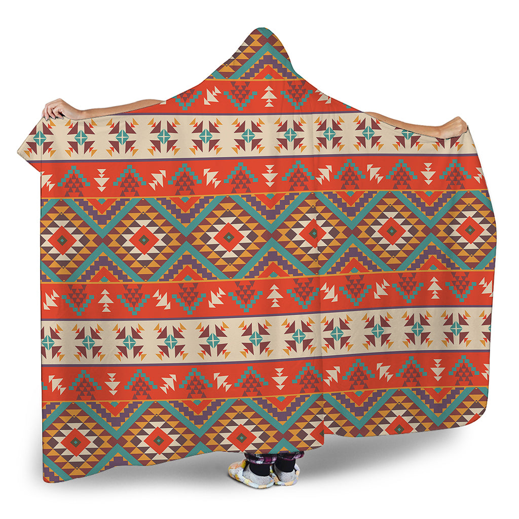 Geometric Native Navajo Print Hooded Blanket