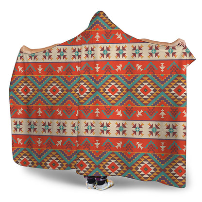 Geometric Native Navajo Print Hooded Blanket