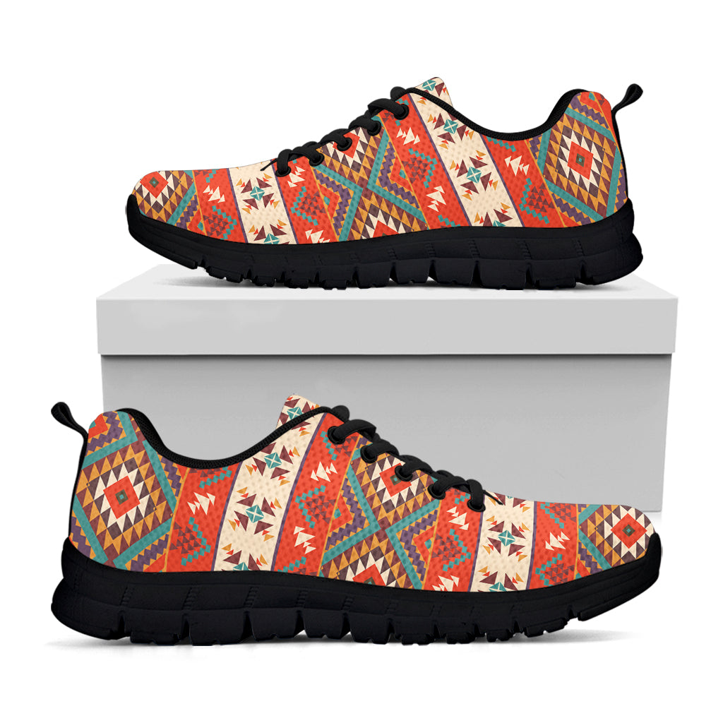 Geometric Native Pendleton Navajo Print Black Sneakers