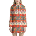 Geometric Native Navajo Print Pullover Hoodie Dress