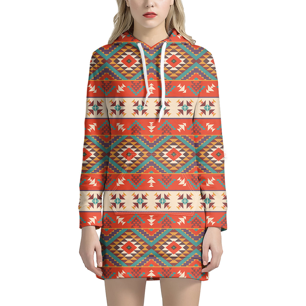 Geometric Native Pendleton Navajo Print Hoodie Dress