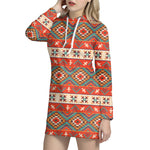 Geometric Native Pendleton Navajo Print Hoodie Dress
