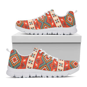 Geometric Native Pendleton Navajo Print White Sneakers