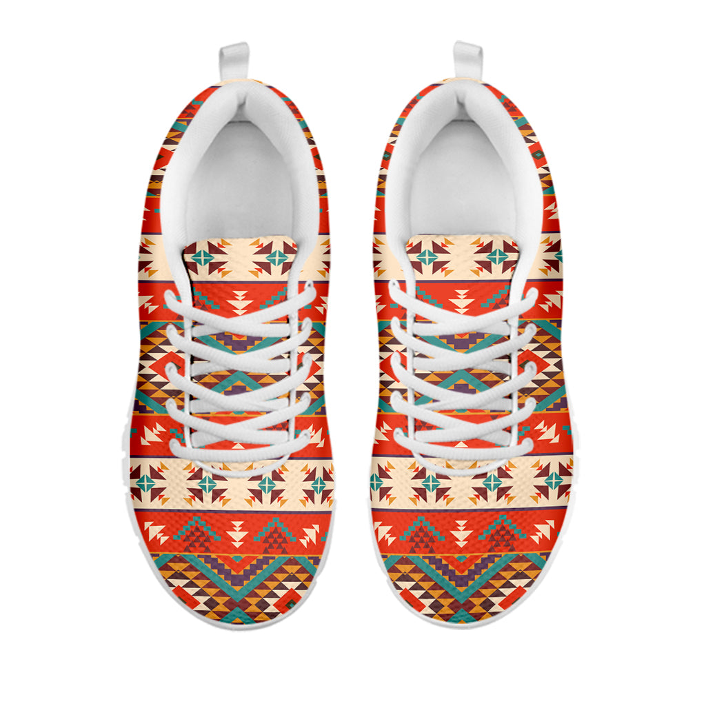 Geometric Native Pendleton Navajo Print White Sneakers